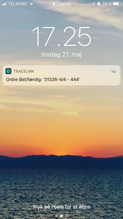 Her ses et screenshot af notifikationsmodulet.