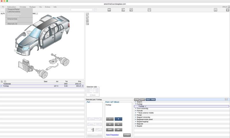 Et screenshot af Eurotax.